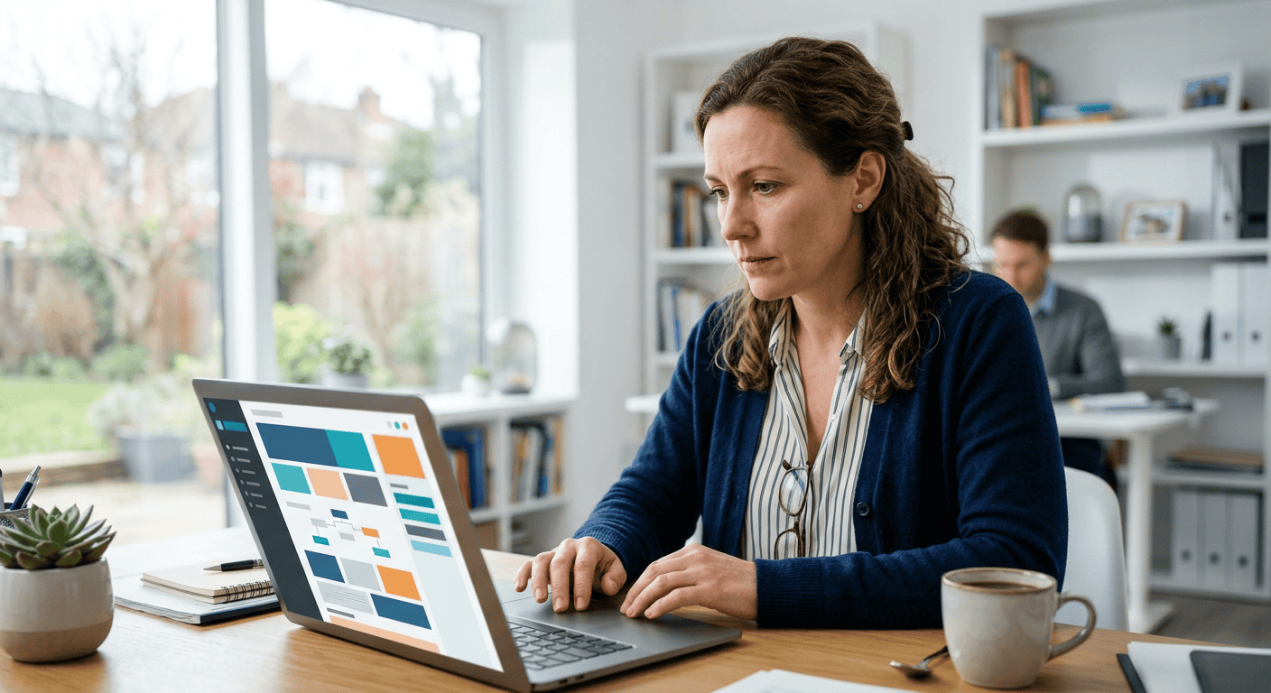 Church administrator working on website SEO optimization