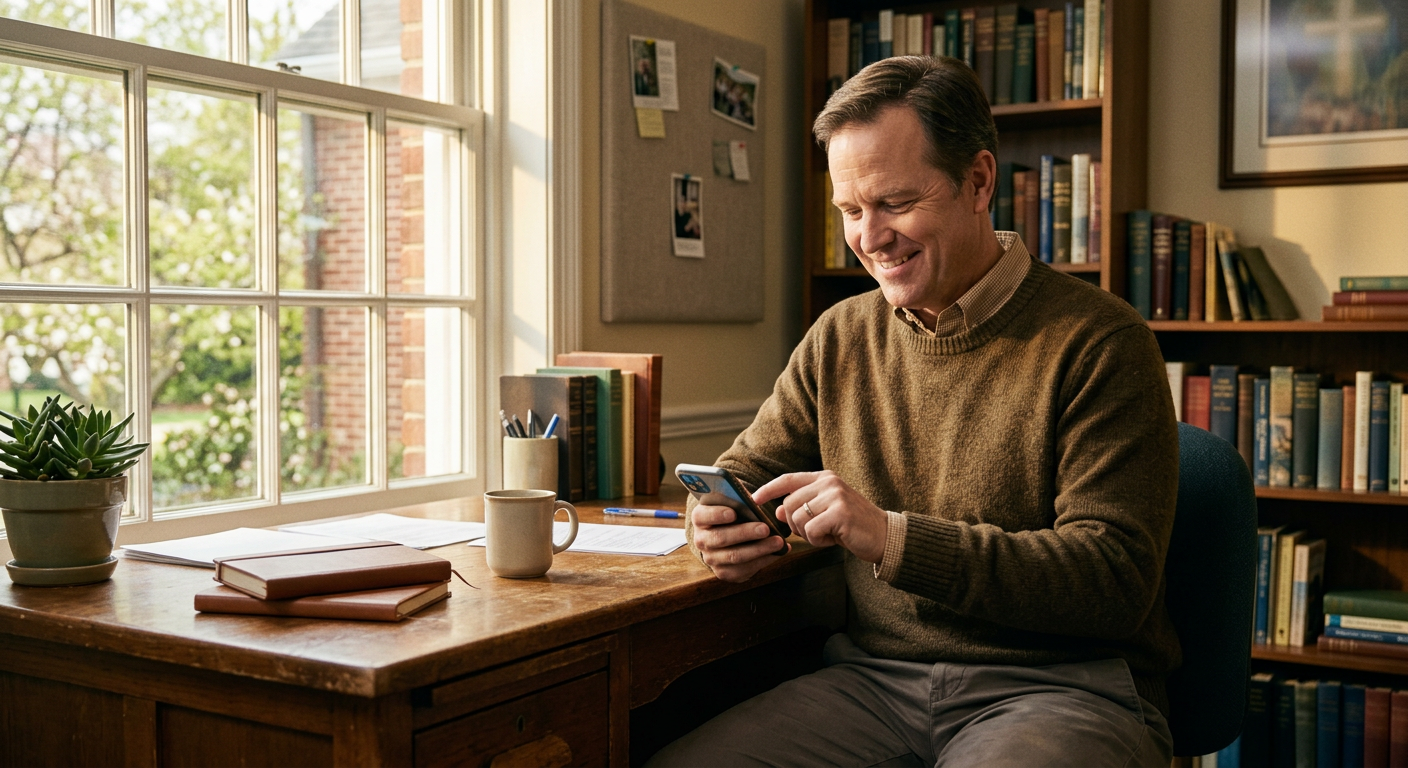 Church pastor sending a warm personal follow-up message to Easter Sunday visitors