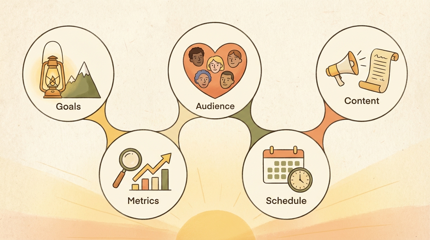 Social media marketing plan components diagram